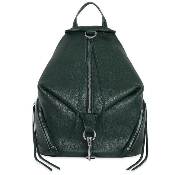 ❤️ NWT Rebecca Minkoff Julian Large Leather Backpack Bottle Green 100%AUTHENTC